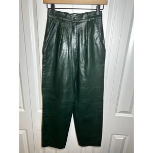 Vintage Wilsons Leather Maxima Green Leather Pants High Waisted Trousers Size 4
